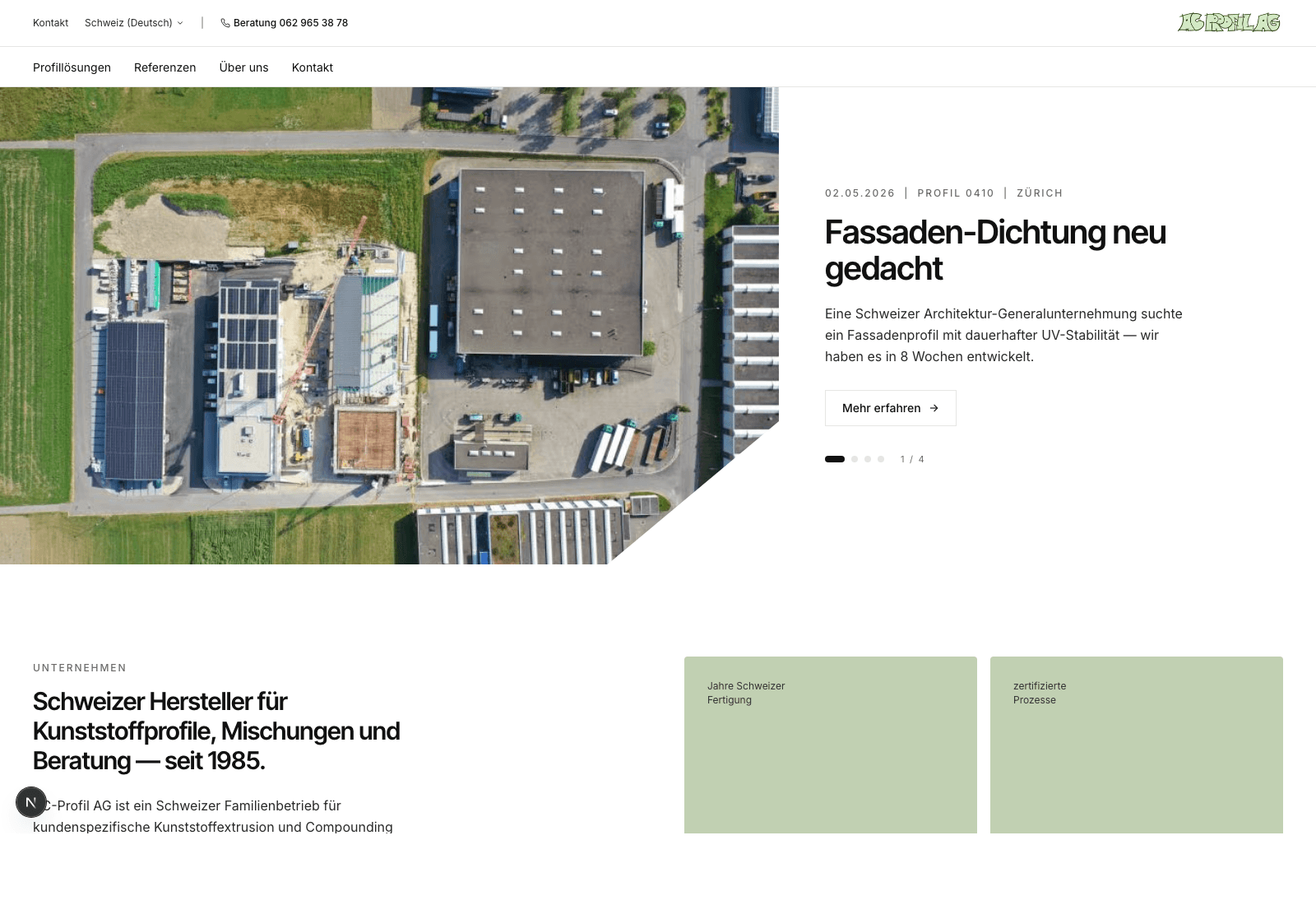Startseite mit Auto-Carousel